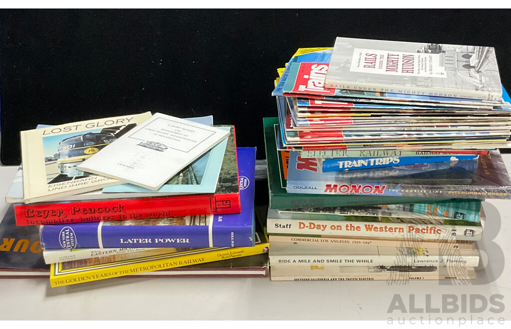 Collection of Vintage Books and Magazines Relating to North America Trams and Railways Including Steams Finest Hour