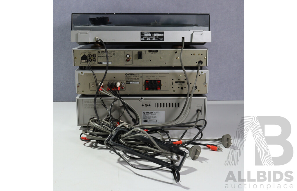 Vintage Yamaha Four Piece Component Hi Fi System Comprising P200 Semi Auto Turntable, T 05 Tuner, a 05 Amplifier & K 15 Stereo Cassette Deck