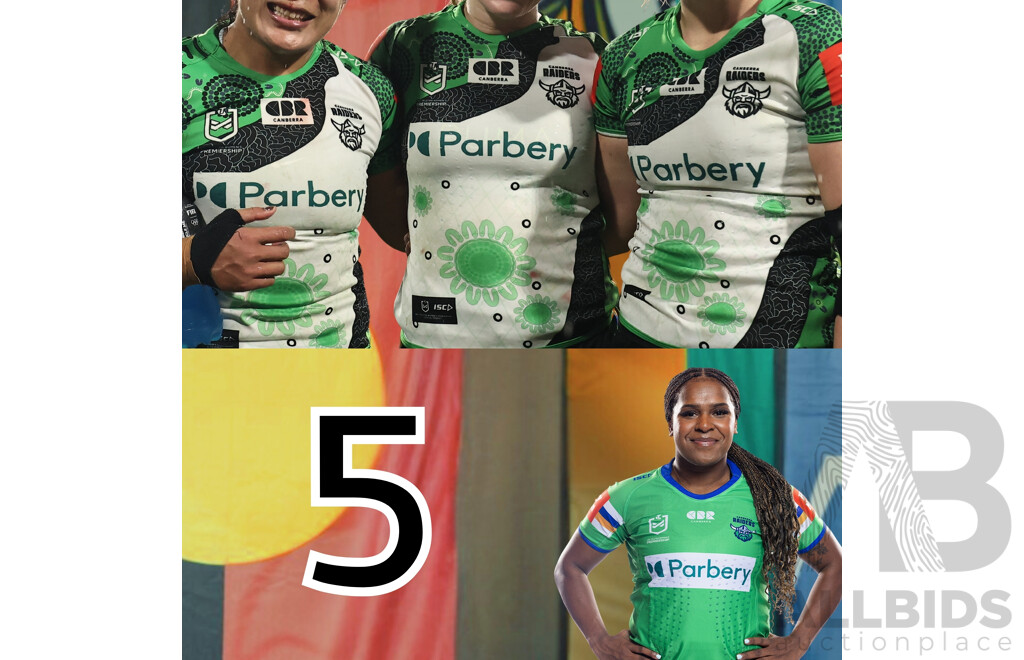 5. Relna Wuruki-Hosea - Match Worn and Signed Canberra Raiders NRLW 2025 Indigenous Jersey - Proceeds towards Sisters in Spirit Aboriginal Corporation