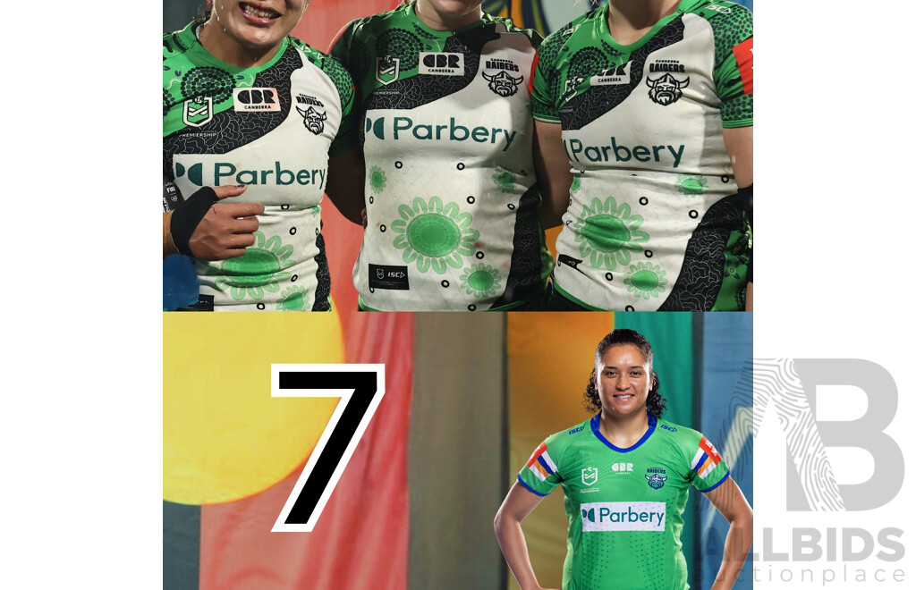 7. Zahara Temara - Match Worn and Signed Canberra Raiders NRLW 2025 Indigenous Jersey - Proceeds towards Sisters in Spirit Aboriginal Corporation