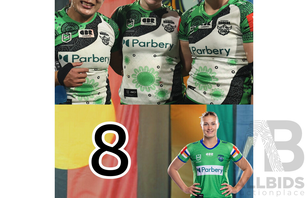 8. Chloe Saunders - Match Worn and Signed Canberra Raiders NRLW 2025 Indigenous Jersey - Proceeds towards Sisters in Spirit Aboriginal Corporation