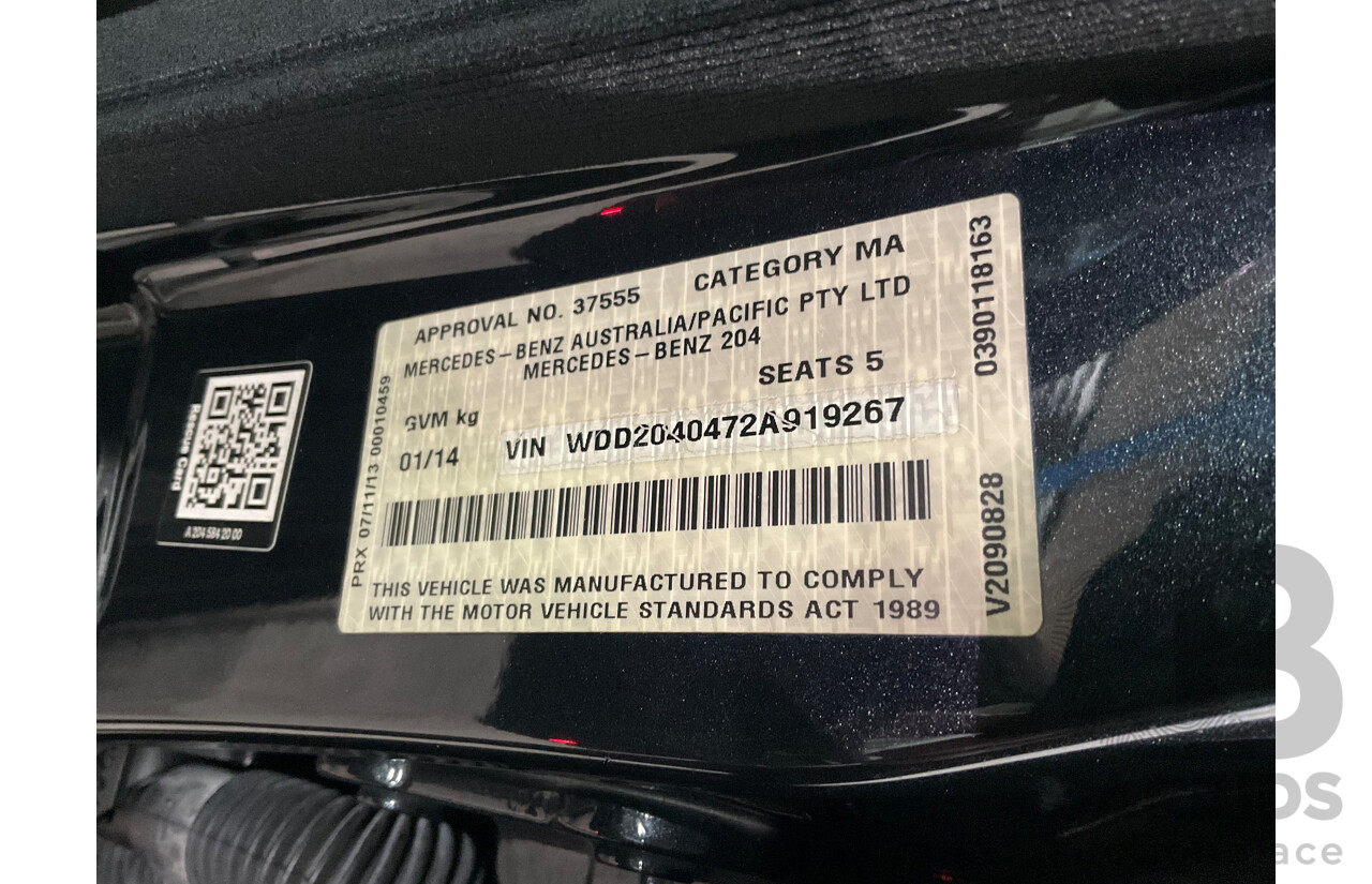 01/2014 Mercedes-Benz C250 Avantgarde W204 MY14 4d Sedan Magnetite Black Metallic Turbo 1.8L