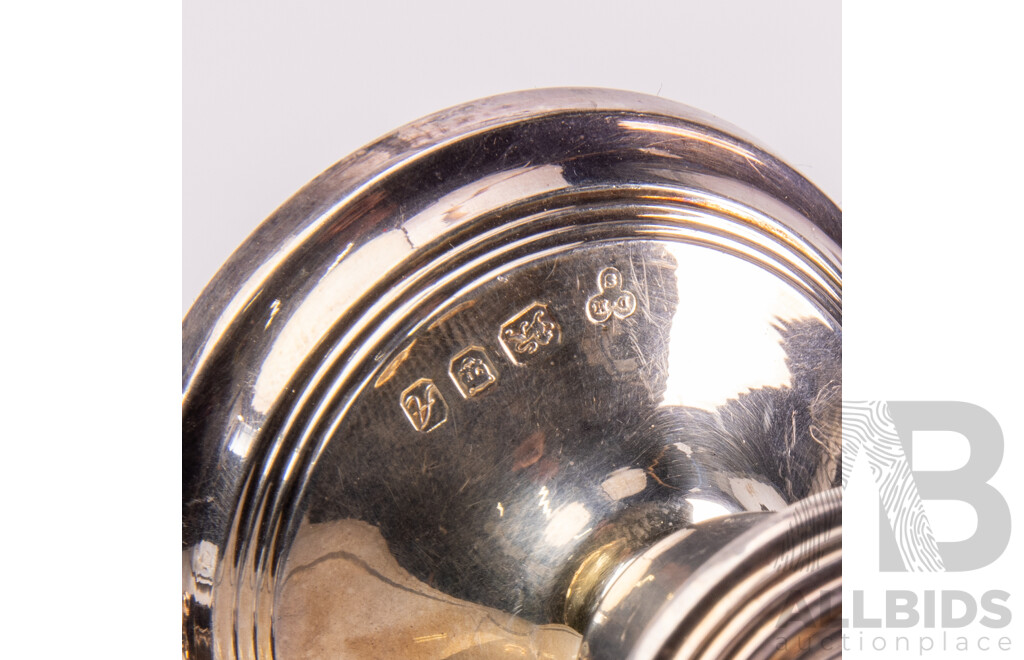 Collection Sterling Silver Comprising Bud Vase, Birmingham 1942, Pair Candle Holders, London 1975 & Cup Holder Birmingham 1910