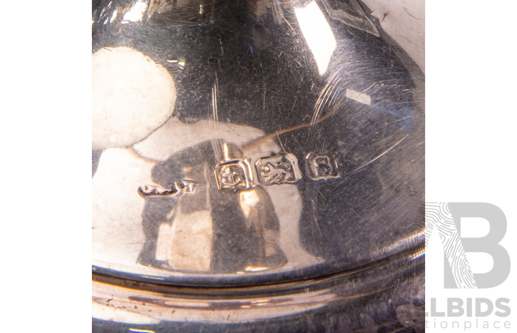 Collection Sterling Silver Comprising Bud Vase, Birmingham 1942, Pair Candle Holders, London 1975 & Cup Holder Birmingham 1910