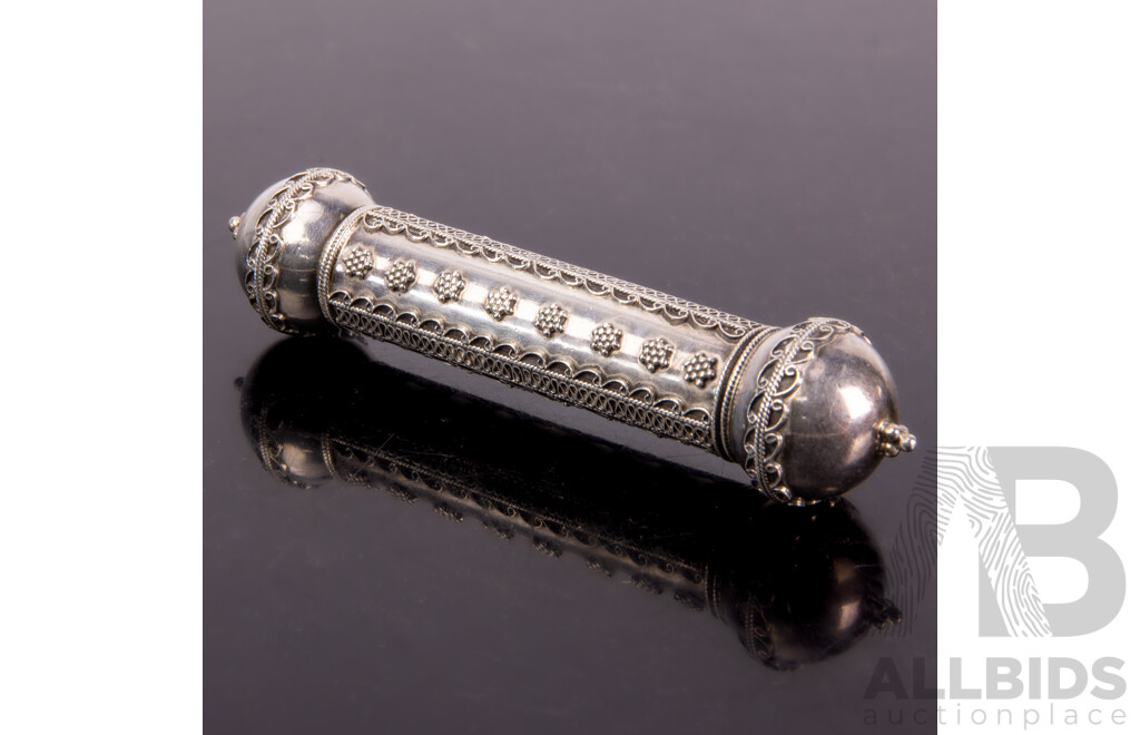 Vintage .925 Silver Lidded Omani Scroll Holder