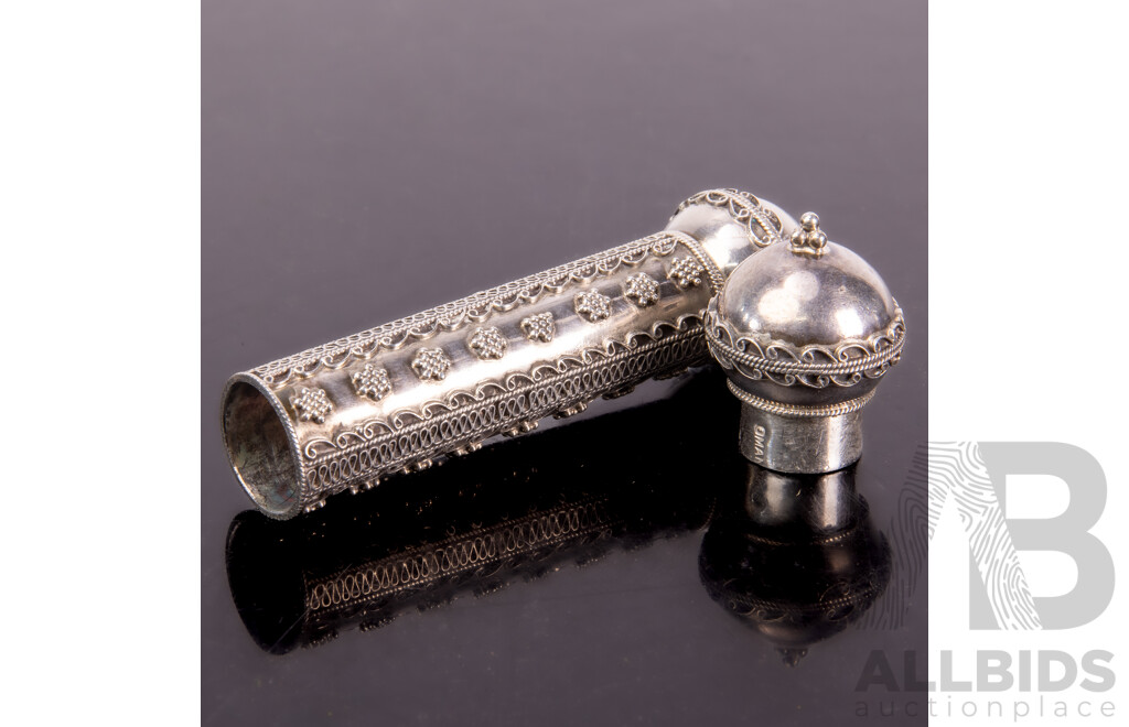 Vintage .925 Silver Lidded Omani Scroll Holder