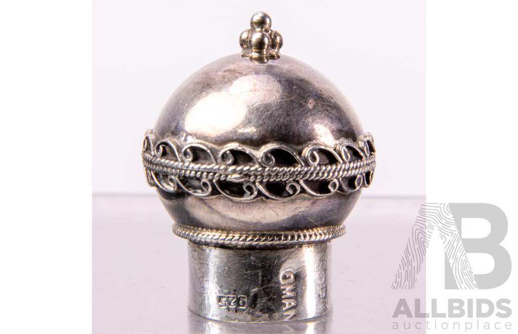 Vintage .925 Silver Lidded Omani Scroll Holder