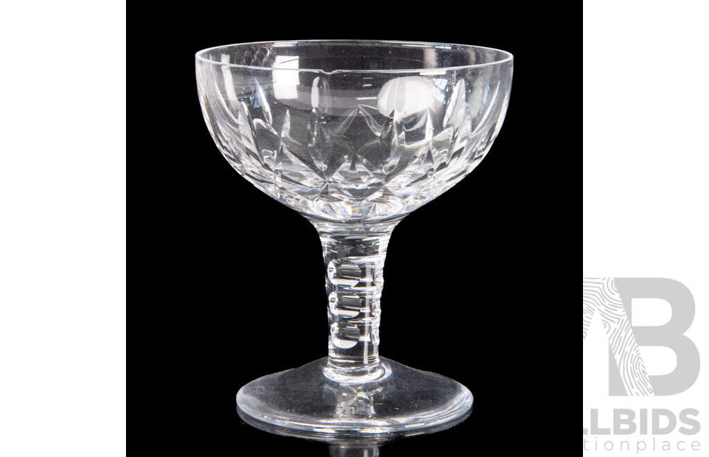 Collection Vintage Stuart Crystal Comprising Serving Bowl, Jug, Set Five Footed Coupes and One Other Coupe