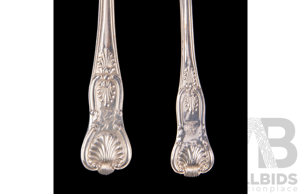 Fantastic Antique Sterling Silver 12 Piece Flatware Set in Kings Pattern Comprising Four Table Spoons and Eight Dessert Spoons, Mostly London 1827, Total Weight: 942Gm