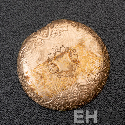 15ct Scrap Gold Pocket Watch Casing with Cartouche, 35mm, 3.39 Grams