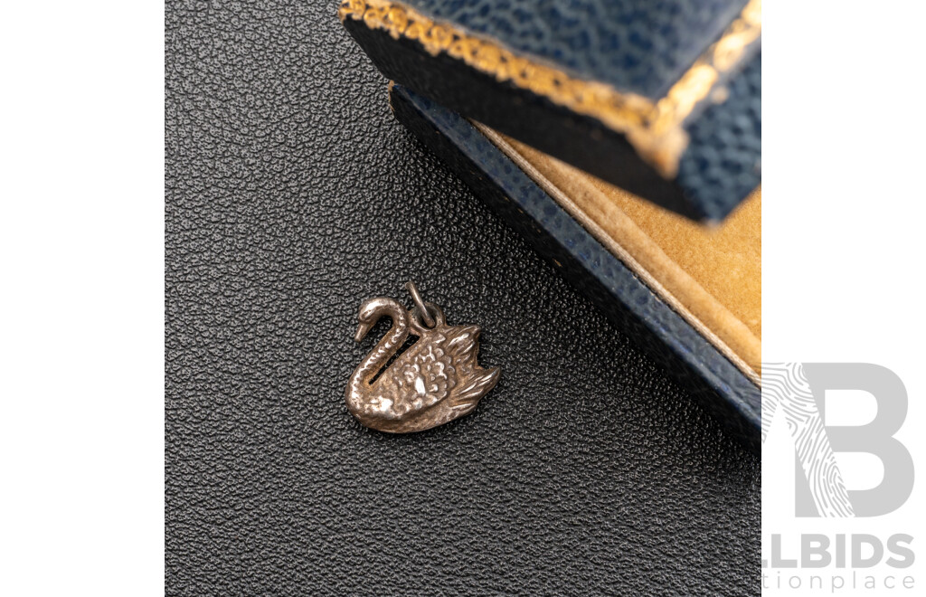 Hardy Bros Antique Sterling Silver Swan Charm, 13mm, in Original Presentation Box