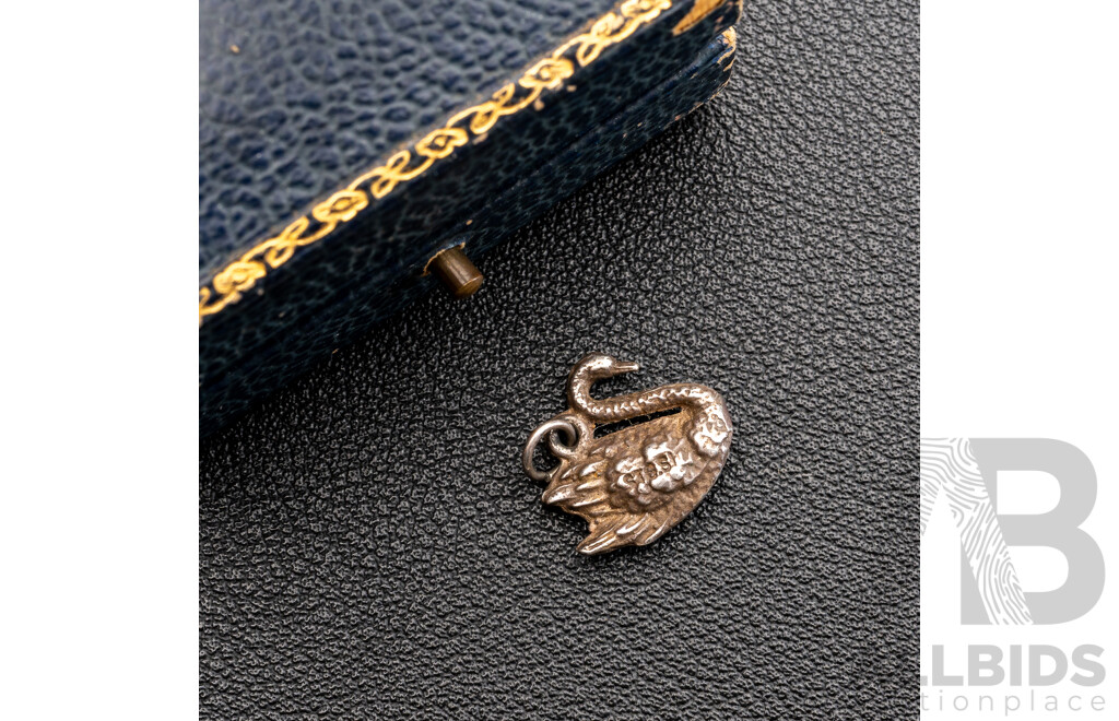Hardy Bros Antique Sterling Silver Swan Charm, 13mm, in Original Presentation Box