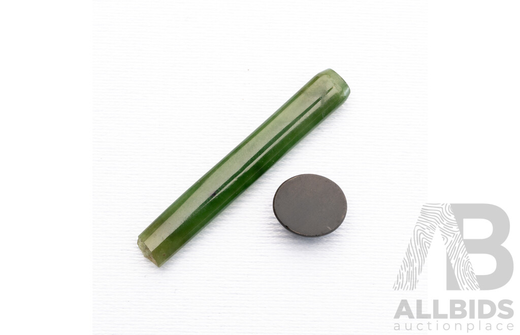 Jade Carved Long Rectangular Cabochon, 7.60ct & Onyx Oval Cabochon 2.50ct