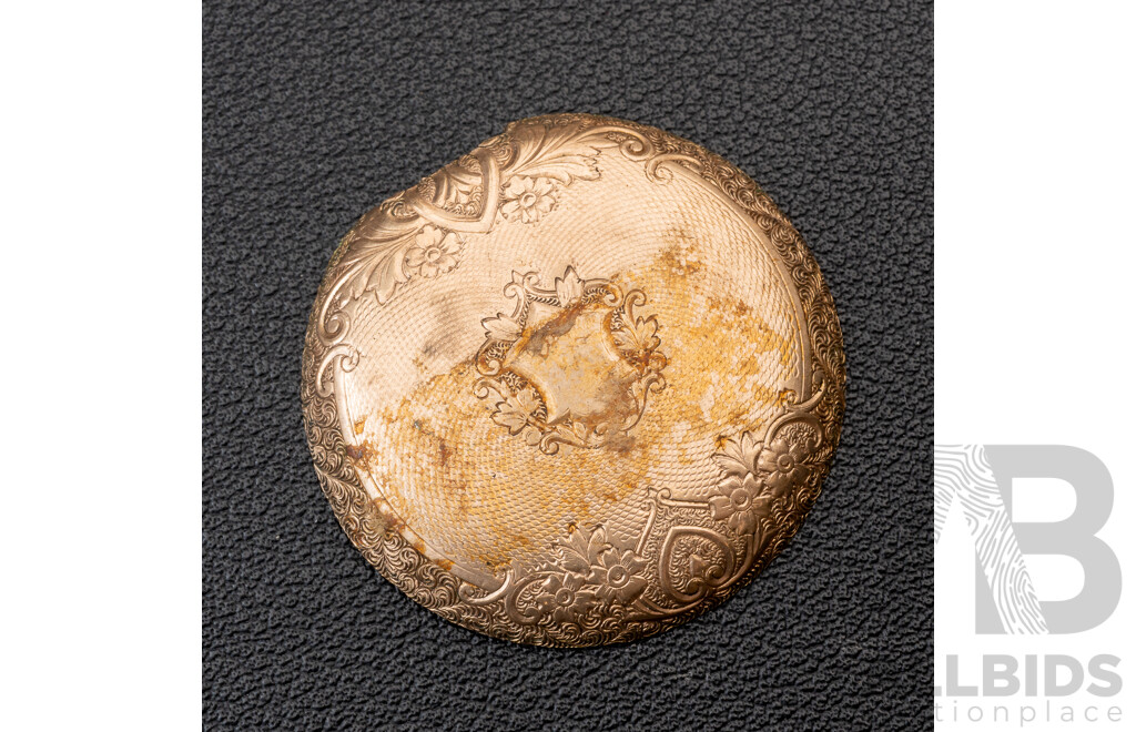 15ct Scrap Gold Pocket Watch Casing with Cartouche, 35mm, 3.39 Grams
