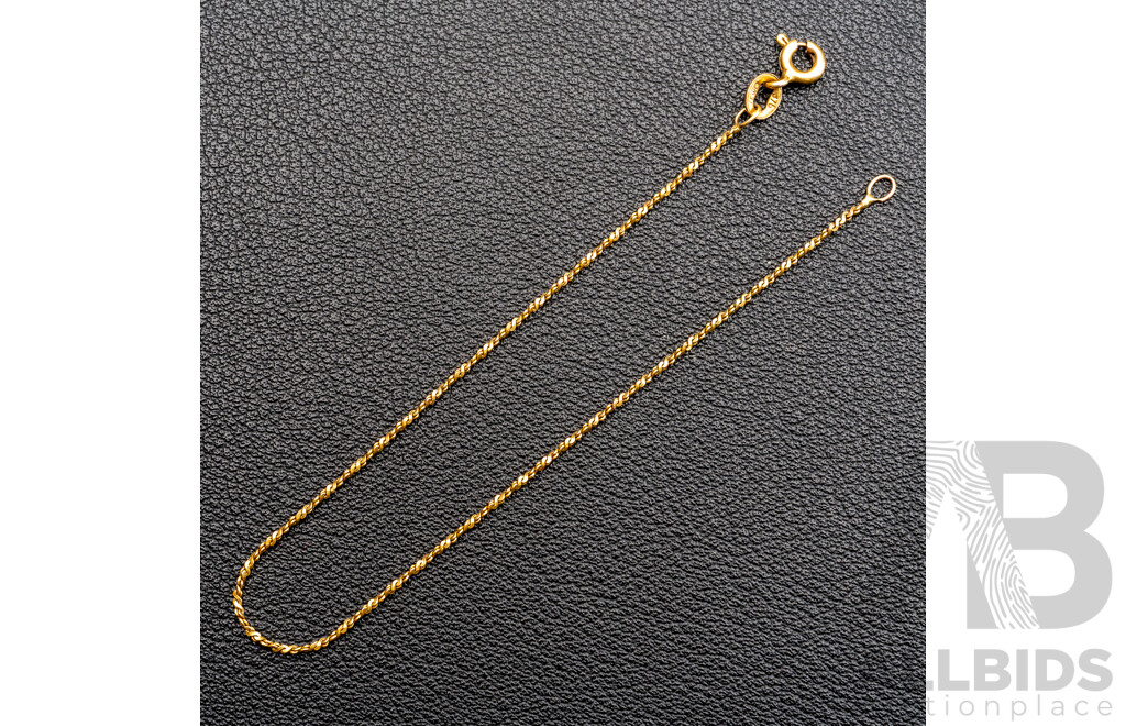 9ct Vintage Fine Rope Twist Bracelet, 17.5cm, 0.90 Grams