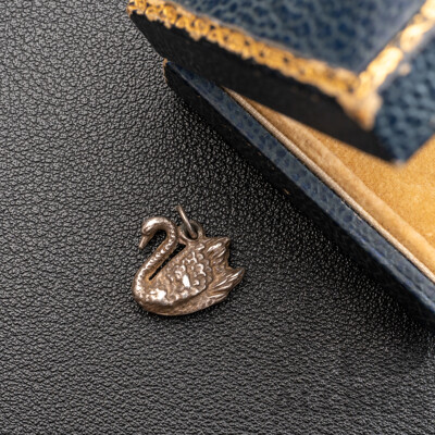 Hardy Bros Antique Sterling Silver Swan Charm, 13mm, in Original Presentation Box