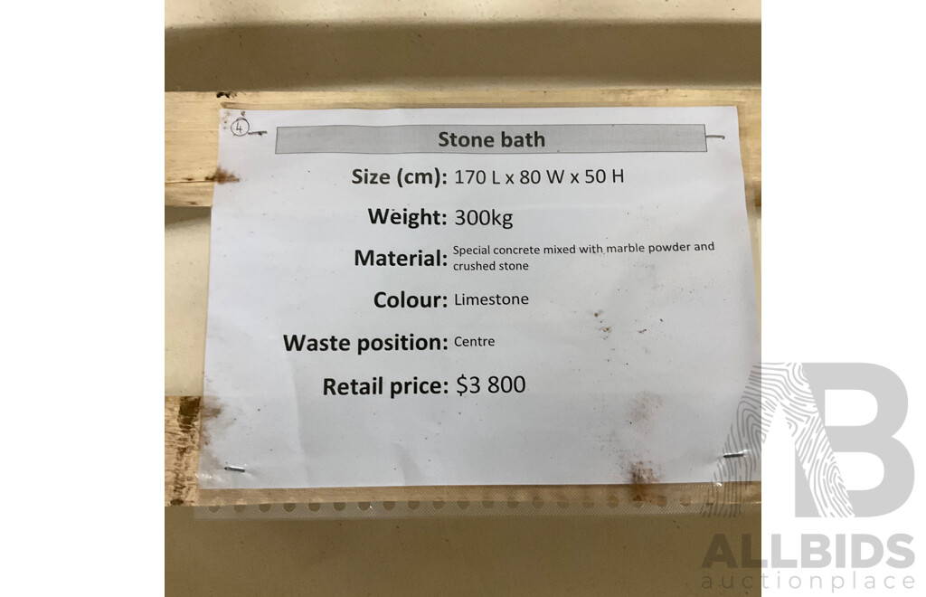 Stone Bath - Limestone (170L X 80W X 50H ) - ORP $3,800.00