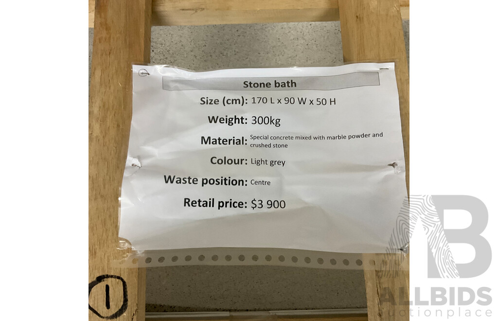 Stone Bath - Light Grey  (170L X90W X 50H ) - ORP $3,900.00