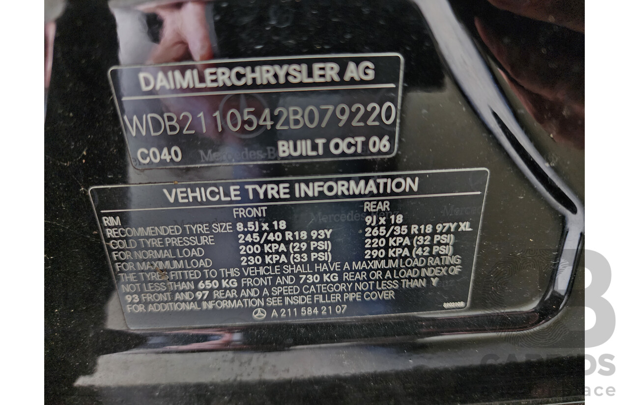 1/2007 Mercedes-Benz E280 Avantgarde 211 MY07 UPGRADE 4d Sedan Black 3.0L