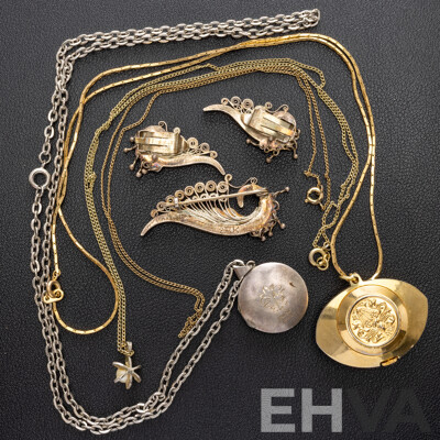 Sterling Silver Vintage Round Locket, Sonia 21 Jewel Vintage Watch Pendant & Other Vintage Jewellery