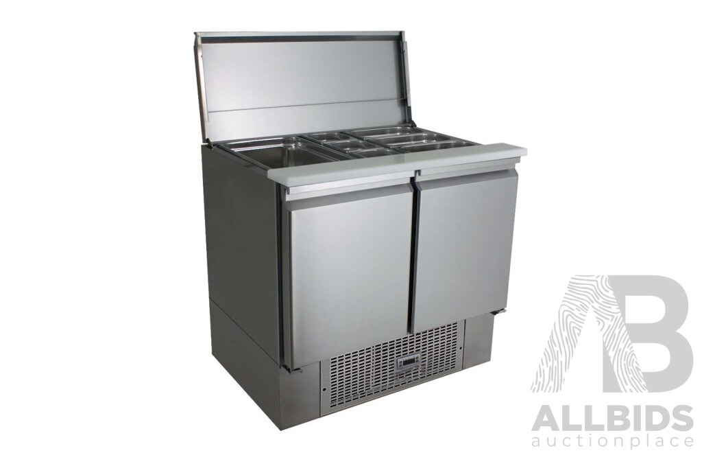 Desmon 260 Litre Two Door Stainless Steel Refrigerated Food Preparation Unit - Brand New - ORP $4400.00