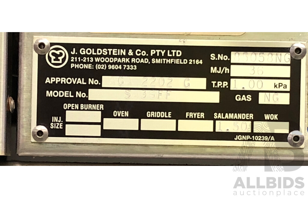 Goldstein Natural Gas Salamander and Stainless Steel Bench/Stand