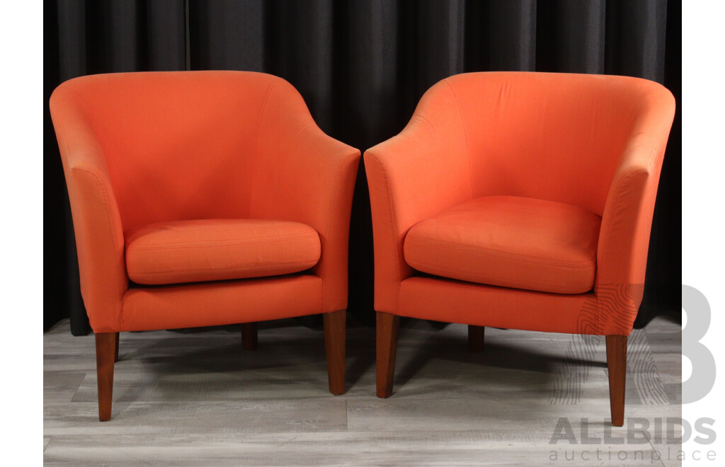 Pair of Modern Fabric Tub Chairs