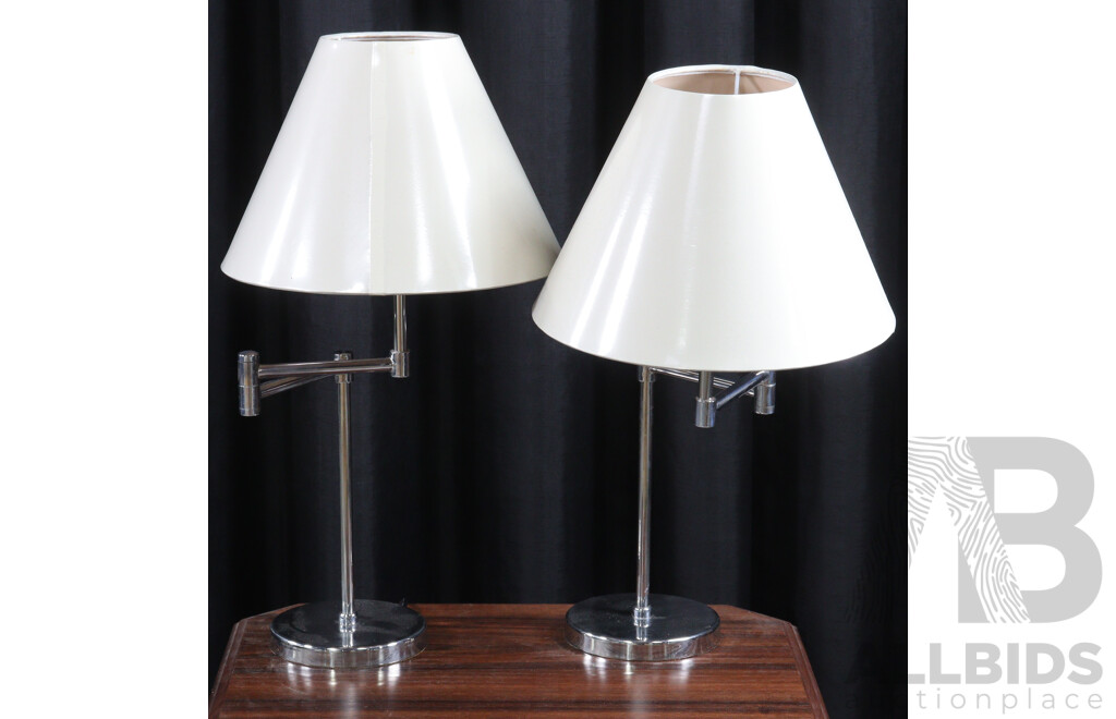 Pair of Chrome Table Lamps with Articulated Arms
