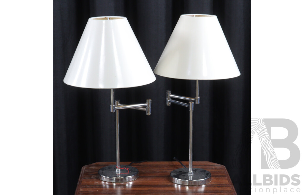 Pair of Chrome Table Lamps with Articulated Arms