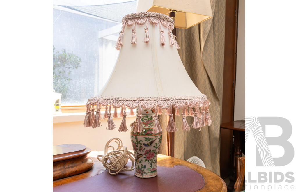 Vintage Chinese Famille Rose Porcelain Vase Converted to Table Lamp