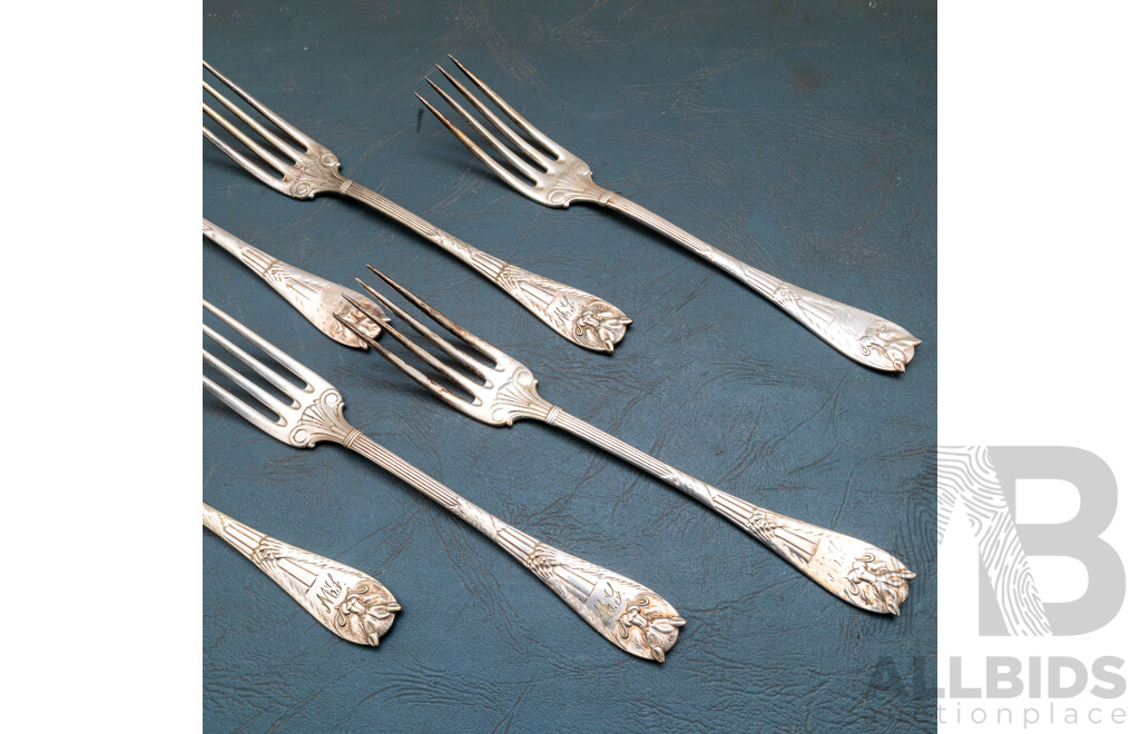 Fantastic American Sterling Silver Gorham Mains Forks with Bat Design to Finial