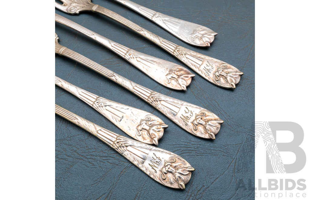 Fantastic American Sterling Silver Gorham Mains Forks with Bat Design to Finial
