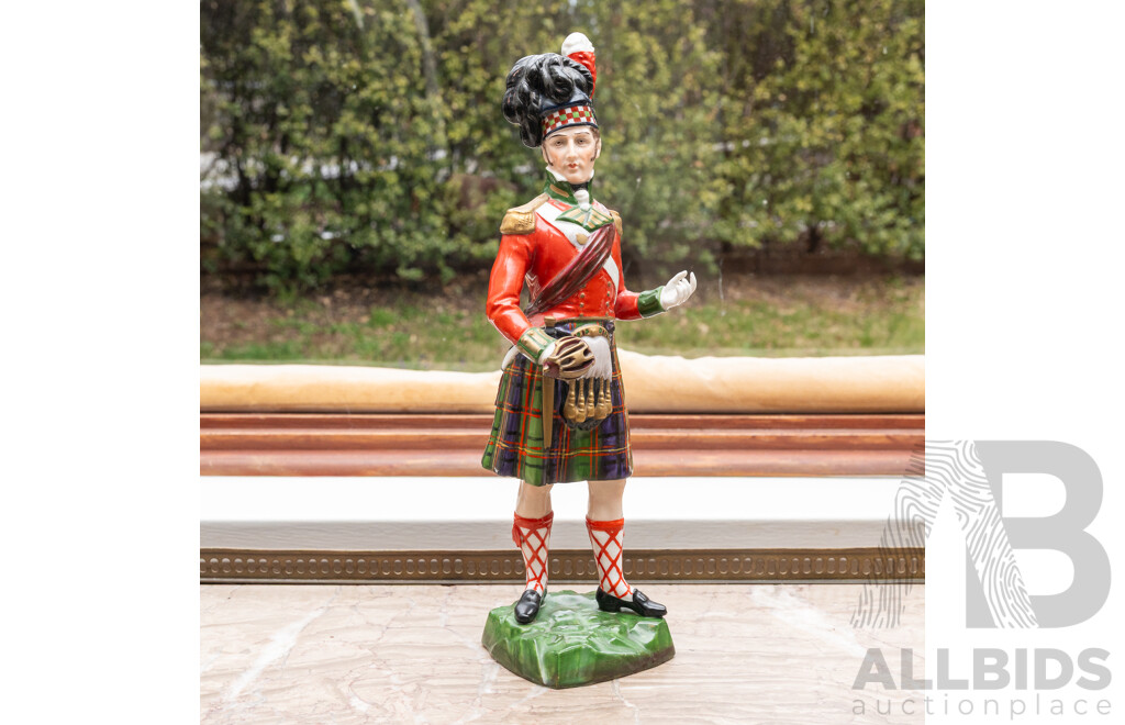 Antique German Sitzendorf Porcelain 79th Cameron Highlanders Figure