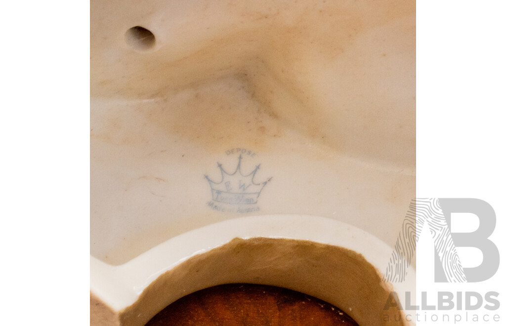 Antique Pair Austrian Ernst Wahliss Turn Wien Ceramic Candle Holders with Figurative Form