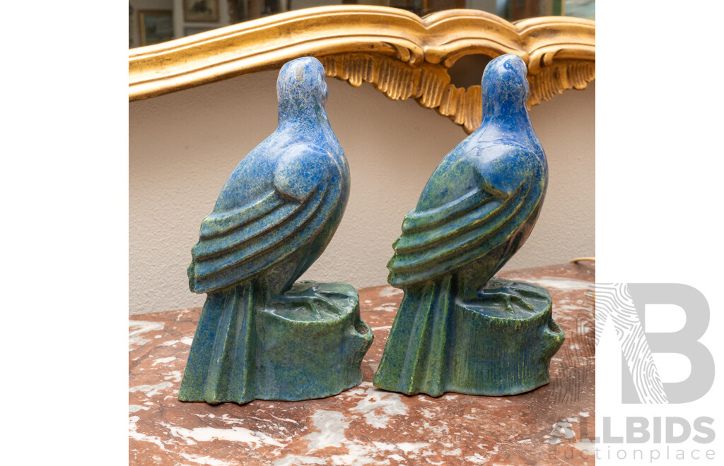 Near Pair Art Deco Style Interesting Studio Pottery Parrot Form Bud Vases