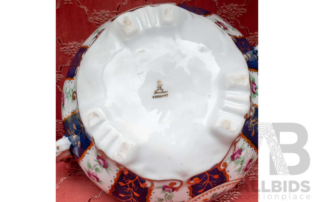 Nice Collection Antique and Vintage Continental Porcelain Including Dresden Style Three Piece Candle Holders, Dresden Lidded Turreen Loving Cup, Austrian Urn and More