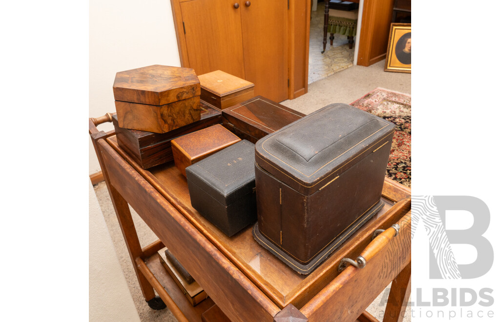 Collection Antique & Vintage Boxes and Canteens Including Thorens Swiss Made Musical Example and More