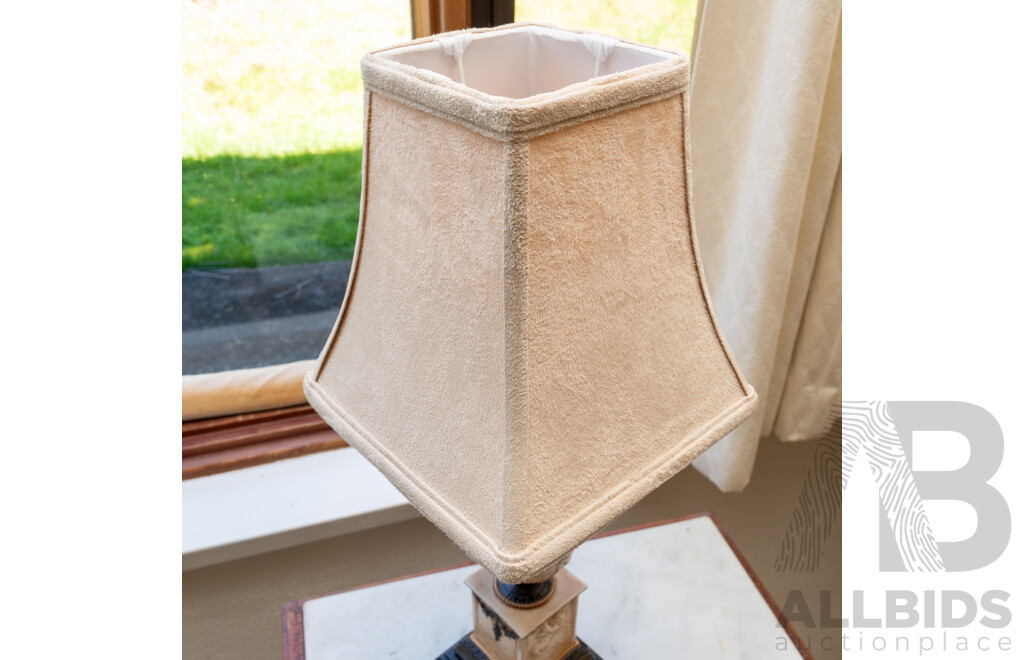 Antique Style Table Lamp with Composite Urn & Pedestal Base, with Square Shade