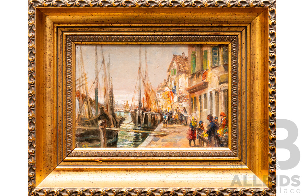 Artist Unknown, (20th Century), Motivo Chioggiotto [Chioggia Motive], Lovely Original Vintage Oil on Board, 24 x 31 cm (frame)
