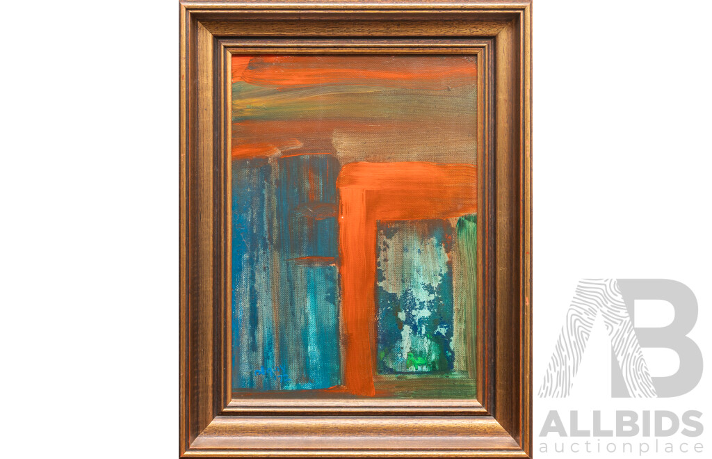 (Possibly) Olaay (20th Century, Working c1970s), Green & Red, Pair of Wonderful Original Oil on Canvas, 46 x 35 cm (frames) (2)
