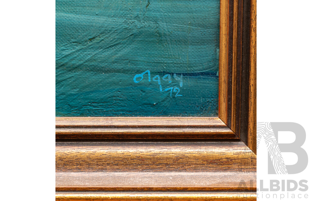 (Possibly) Olaay (20th Century, Working c1970s), Green & Red, Pair of Wonderful Original Oil on Canvas, 46 x 35 cm (frames) (2)