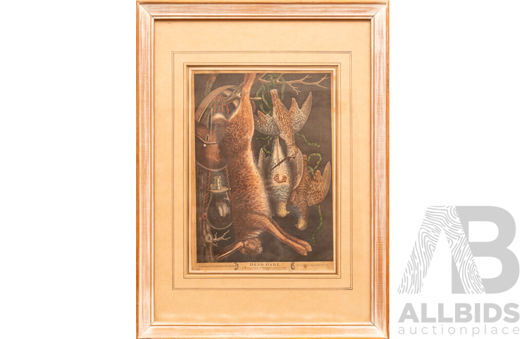 Carrington Bowles, (18th Century, British, 1724-1793), Dead Game [A Hare, a Trace of Partridges and a Snipe], Antique Hand Coloured Engraving, 58 x 44 cm (frame)