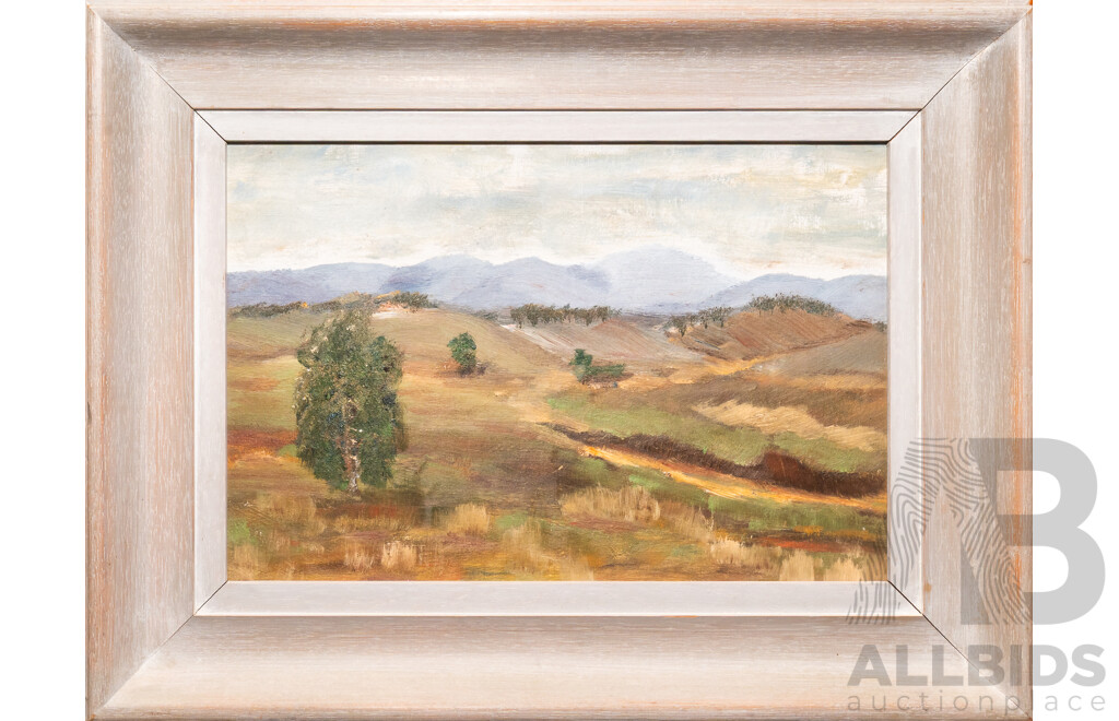 Artist Unknown, (20th Century), Endless Rolling Fields, Original Vintage Oil on Board, 32 x 42 cm (frame)