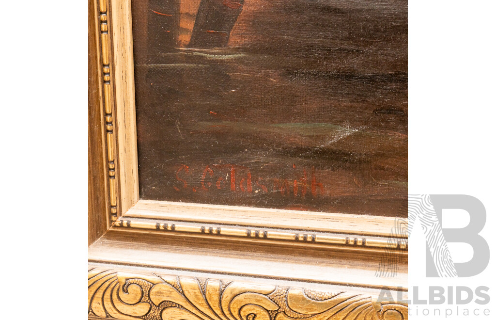 S. Goldsmith, (20th Century), Venice Canal, Original Vintage Oil on Canvas, 51 X 66 Cm (frame)