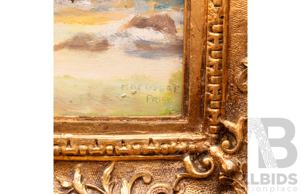Margaret Price, (20th Century, Australian), Secluded Sandy Cove, Original Oil on Board, 32 x 37 cm (frame)