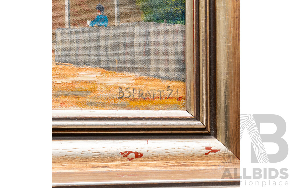 B.C.Spratt, (20th Century), Surveyor General Hotel, Berrima NSW (1974), Original Vintage Oil on Canvas Board, 32 x 34 cm (frame)