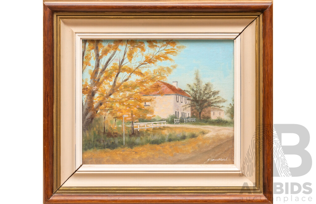 F. Stratford, (20th Century), Bungendore, Original Vintage Oil on Canvas Board, 39 x 44 cm (frame)