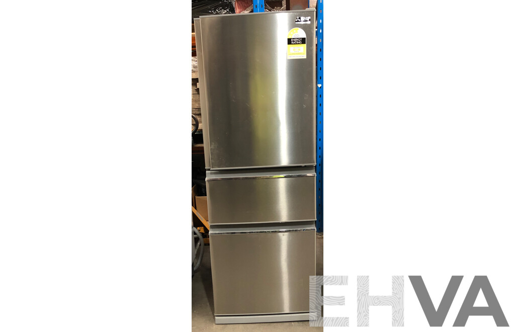 Mitsubishi 390 Litre Bottom Mount Stainless Steel Fridge/Freezer