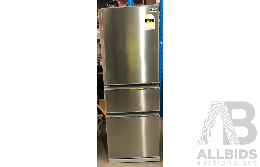 Mitsubishi 390 Litre Bottom Mount Stainless Steel Fridge/Freezer