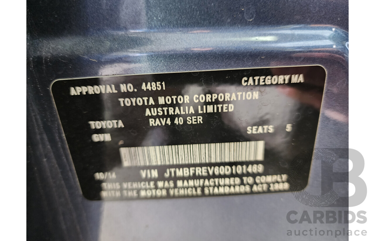 10/2014 Toyota Rav4 GX (4x4) ASA44R MY14 UPGRADE 4d Wagon Blue 2.5L